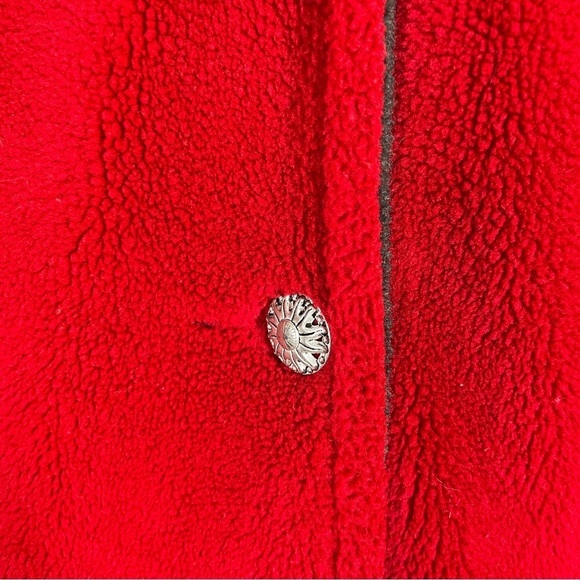 Nordic Lights Red and Black Elk Pattern Button Front Shacket Medium - Picture 4 of 7